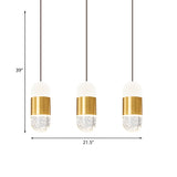 Brass 3-Head Cluster Pendant Minimalist Seedy Crystal Capsule Hanging Ceiling Light for Dining Room Clearhalo 'Ceiling Lights' 'Modern Pendants' 'Modern' 'Pendant Lights' 'Pendants' Lighting' 886254