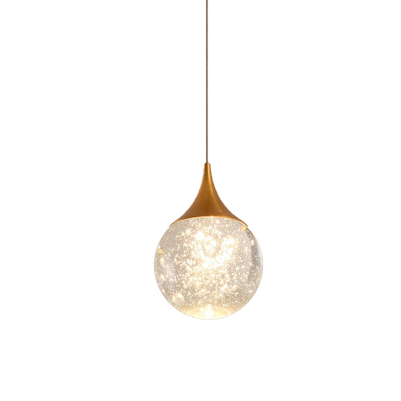 Ball Bedroom Suspension Lighting Simple Seeded Crystal 1 Bulb Coffee Hanging Lamp Clearhalo 'Ceiling Lights' 'Modern Pendants' 'Modern' 'Pendant Lights' 'Pendants' Lighting' 886269