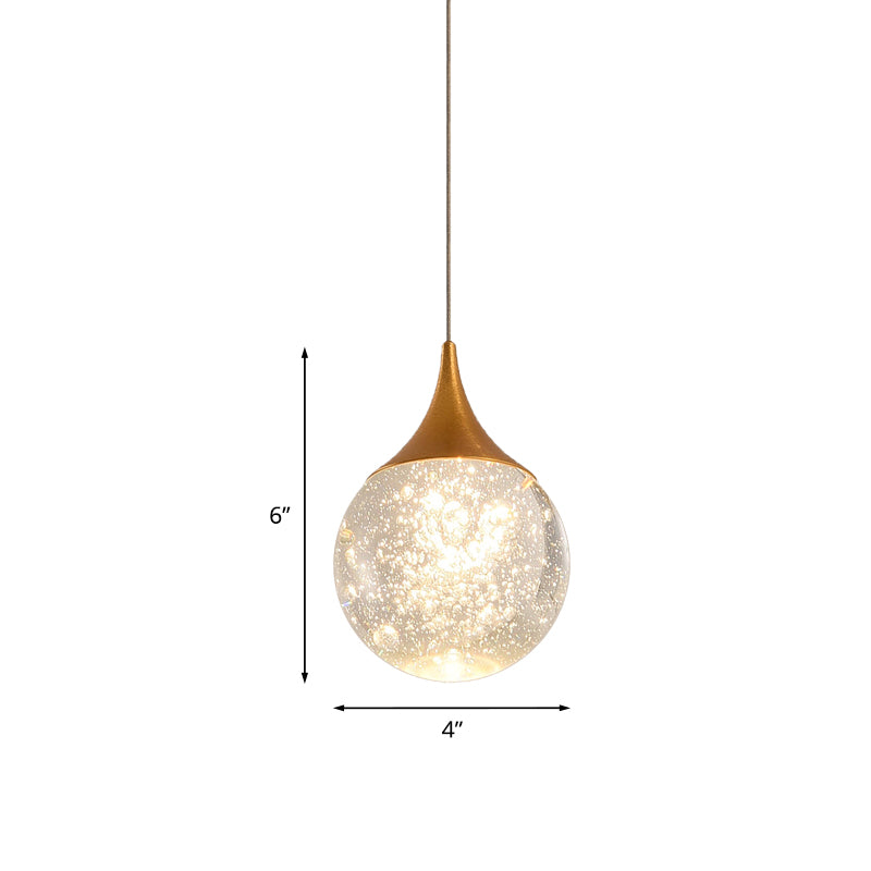 Ball Bedroom Suspension Lighting Simple Seeded Crystal 1 Bulb Coffee Hanging Lamp Clearhalo 'Ceiling Lights' 'Modern Pendants' 'Modern' 'Pendant Lights' 'Pendants' Lighting' 886270