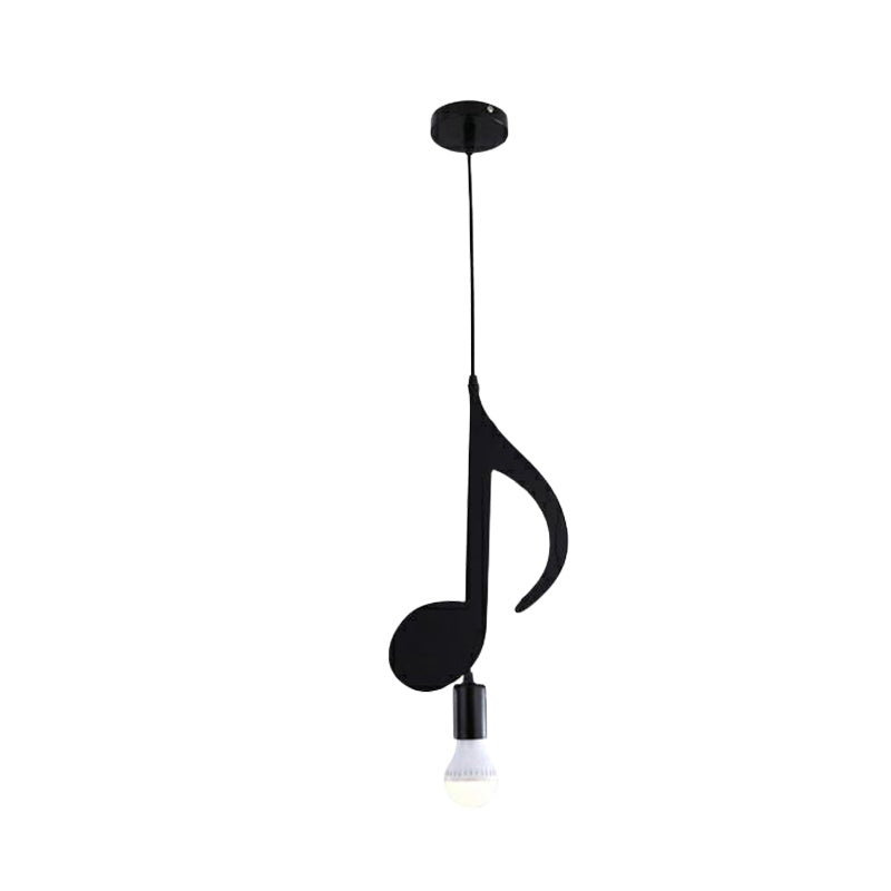 Black Musical Note/Eighth Note Pendant Nordic Style 1-Light Metal Suspended Lighting Fixture for Bedroom Clearhalo 'Ceiling Lights' 'Pendant Lights' 'Pendants' Lighting' 886402