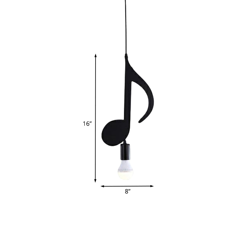 Black Musical Note/Eighth Note Pendant Nordic Style 1-Light Metal Suspended Lighting Fixture for Bedroom Clearhalo 'Ceiling Lights' 'Pendant Lights' 'Pendants' Lighting' 886403