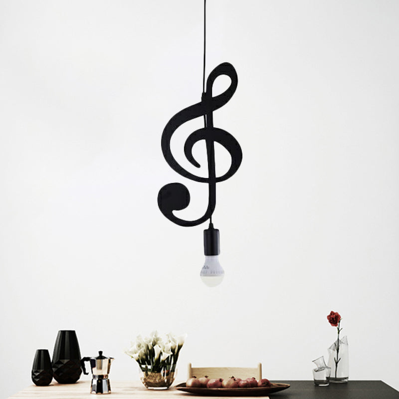 Black Musical Note/Eighth Note Pendant Nordic Style 1-Light Metal Suspended Lighting Fixture for Bedroom Clearhalo 'Ceiling Lights' 'Pendant Lights' 'Pendants' Lighting' 886404