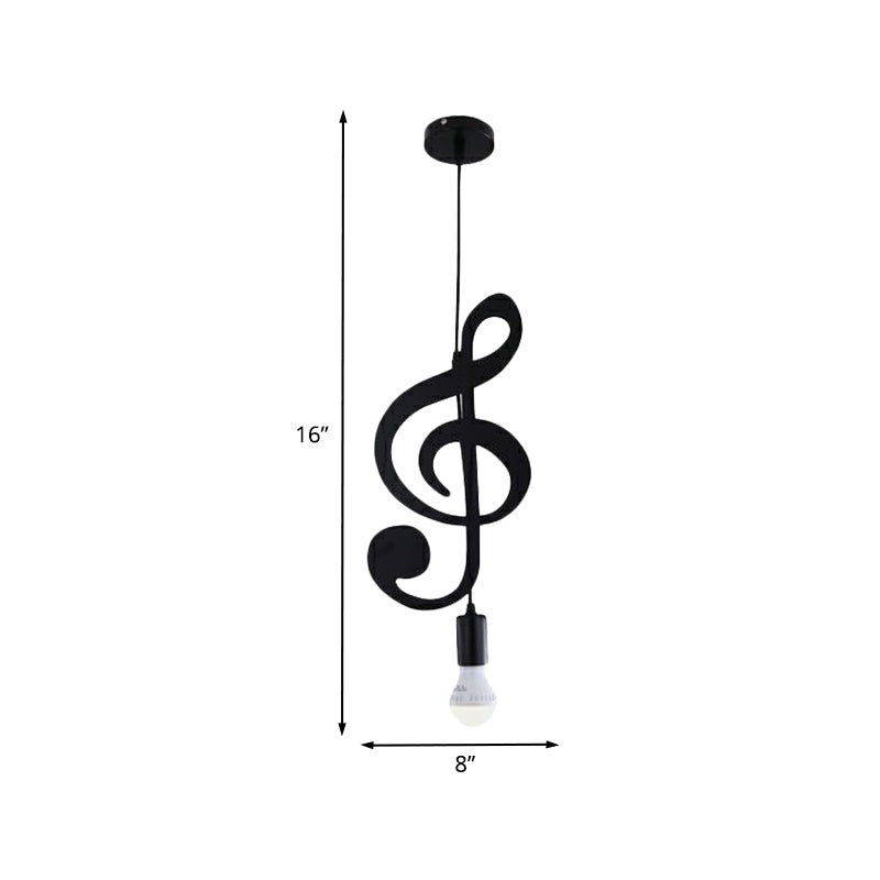 Black Musical Note/Eighth Note Pendant Nordic Style 1-Light Metal Suspended Lighting Fixture for Bedroom Clearhalo 'Ceiling Lights' 'Pendant Lights' 'Pendants' Lighting' 886408