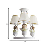 Tapered Suspension Lamp Cartoon Fabric 3 Bulbs Kids Bedroom Chandelier Light in White with Angel Design Clearhalo 'Ceiling Lights' 'Chandeliers' Lighting' options 886465