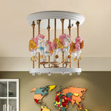 Metal Carousel Semi Flush Cartoon 4-Bulb Red/Pink/Yellow Flush Mount Lighting Fixture for Children Room Clearhalo 'Ceiling Lights' 'Close To Ceiling Lights' 'Close to ceiling' 'Semi-flushmount' Lighting' 886467