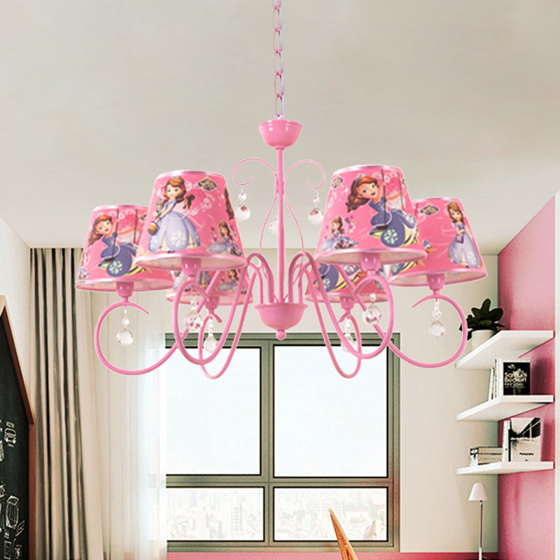 Child Bedroom Little Girls Chandelier with Globe Shade Wood 5 Lights Kids  Pendant Light - Clearhalo