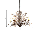 Black Candlestick Chandelier Lighting Traditional Crystal 6 Lights Bedroom Ceiling Lamp with Branch Design Clearhalo 'Ceiling Lights' 'Chandeliers' Lighting' options 886585