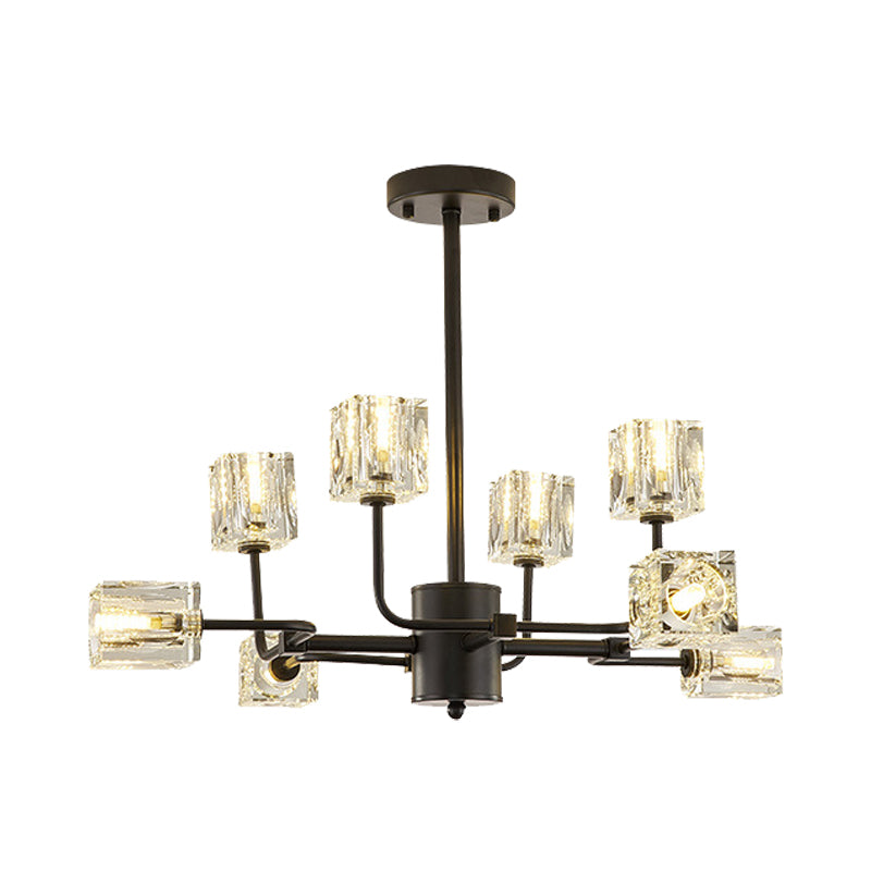 Cubic Kitchen Semi Flush Mount Modern Clear Crystal Block 8 Heads Black Ceiling Light Fixture Clearhalo 'Ceiling Lights' 'Close To Ceiling Lights' 'Close to ceiling' 'Semi-flushmount' Lighting' 886615