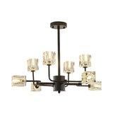 Cubic Kitchen Semi Flush Mount Modern Clear Crystal Block 8 Heads Black Ceiling Light Fixture Clearhalo 'Ceiling Lights' 'Close To Ceiling Lights' 'Close to ceiling' 'Semi-flushmount' Lighting' 886615