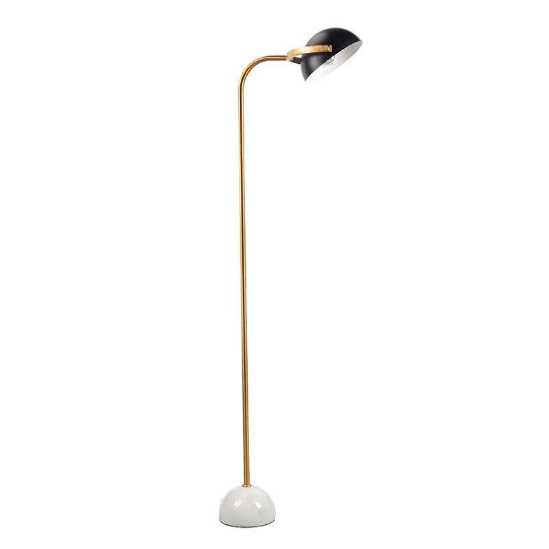 Black Domed Rotatable Standing Light Modern Single Bulb Metallic Handle Floor Lamp Clearhalo 'Floor Lamps' 'Lamps' Lighting' 886725
