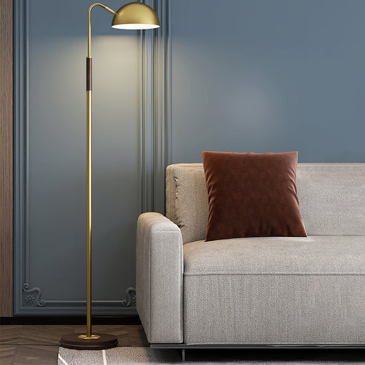 Dome Shade Living Room Floor Lighting Metal Single Light Postmodern Floor Stand Lamp in Brass Clearhalo 'Floor Lamps' 'Lamps' Lighting' 886732