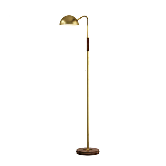 Dome Shade Living Room Floor Lighting Metal Single Light Postmodern Floor Stand Lamp in Brass Clearhalo 'Floor Lamps' 'Lamps' Lighting' 886733