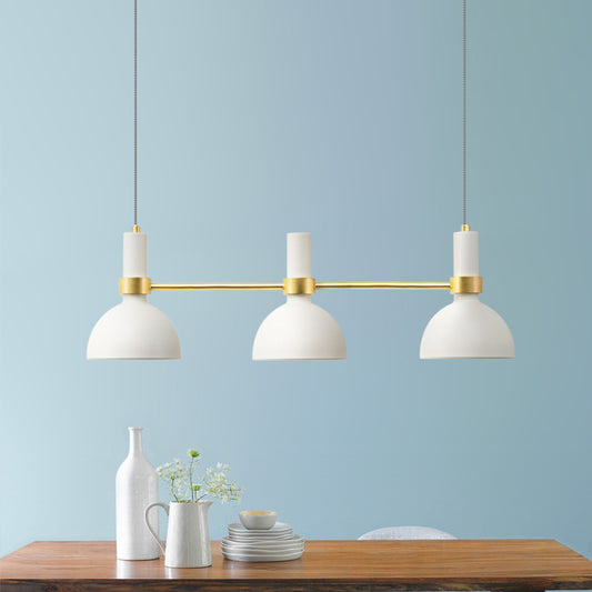 Modern 3 Lights Island Pendant Light with Metal Shade White Finish Domed Down Lighting White Clearhalo 'Ceiling Lights' 'Island Lights' Lighting' 886763