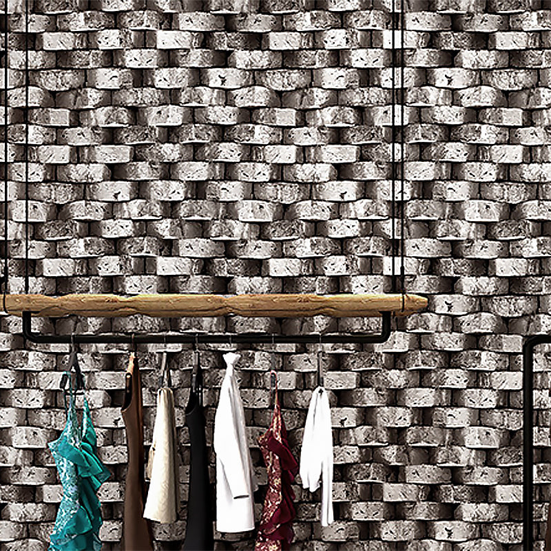 Coffee Shop and Dress Room Wallpaper Industrial Grey 3D Print Bricks, 20.5" by 31', Non-Pasted Grey Clearhalo 'Wall Decor' 'Wallpaper' 886861