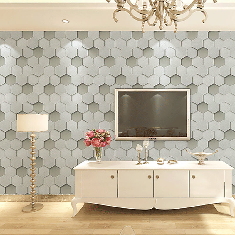 Vinyl 3D Effect Geometric Wallpaper 20.5"W x 33'L Simple and Modern Non-Pasted Wall Covering Grey Clearhalo 'Wall Decor' 'Wallpaper' 886897