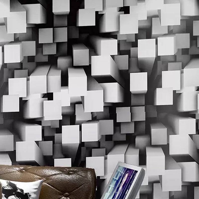 Water-Resistant Overlapped Cube Wallpaper Non-Pasted 3D Print PVC Wall Decor Clearhalo 'Wall Decor' 'Wallpaper' 886922