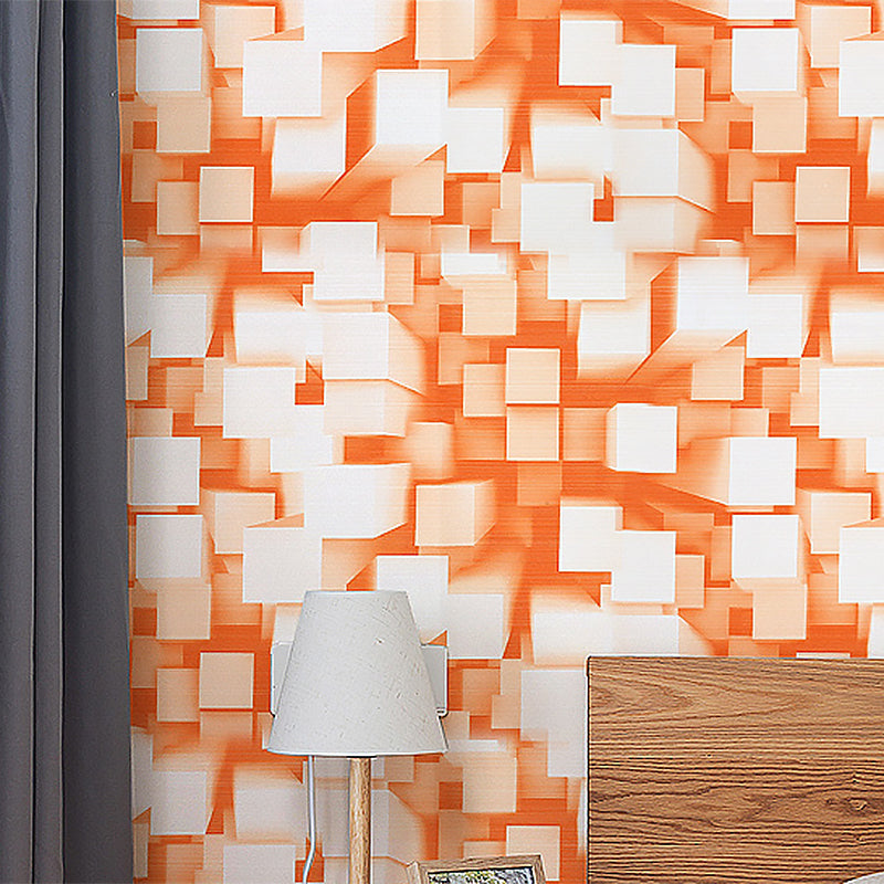 Water-Resistant Overlapped Cube Wallpaper Non-Pasted 3D Print PVC Wall Decor Clearhalo 'Wall Decor' 'Wallpaper' 886927