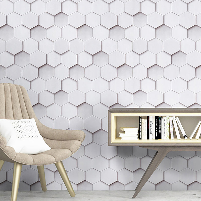 Self-Adhesive Wallpaper with White Pentagon, 17.5-inch x 19.5-foot White Clearhalo 'Wall Decor' 'Wallpaper' 886945