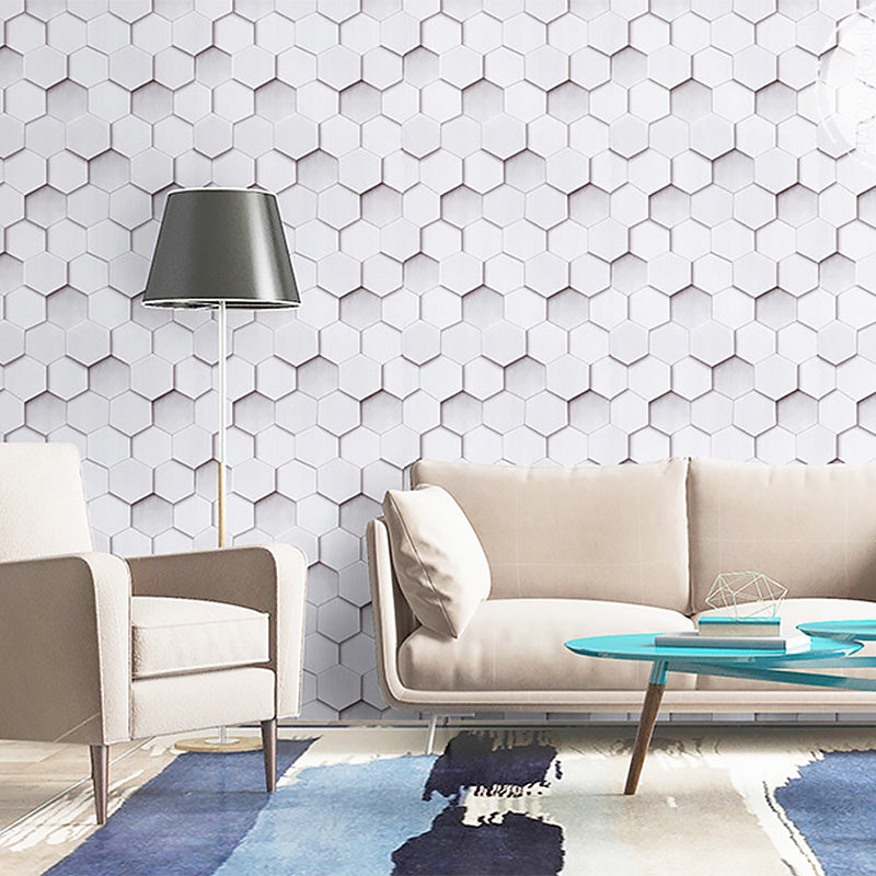 Self-Adhesive Wallpaper with White Pentagon, 17.5-inch x 19.5-foot Clearhalo 'Wall Decor' 'Wallpaper' 886946