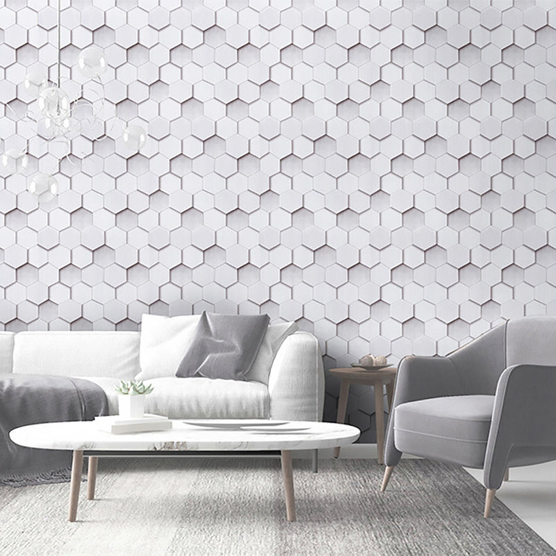 Self-Adhesive Wallpaper with White Pentagon, 17.5-inch x 19.5-foot Clearhalo 'Wall Decor' 'Wallpaper' 886947