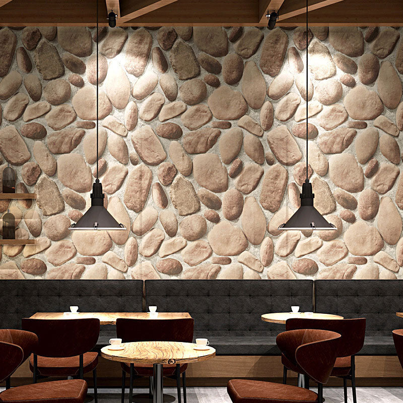 Cobblestone Non-Pasted Wallpaper, 33' x 20.5", Pastel Color Brown Clearhalo 'Industrial wall decor' 'Industrial' 'Wallpaper' Wall Decor' 887176