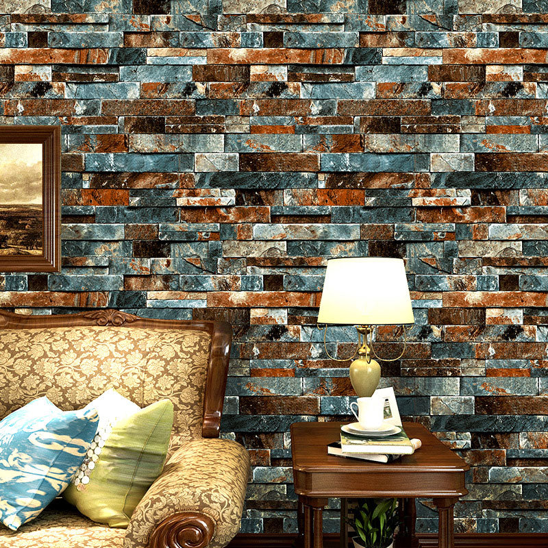 Retro Unique Brick Wallpaper PVC 20.5"W x 31'L Non-Pasted Wall Decor Orange-Gray Clearhalo 'Industrial wall decor' 'Industrial' 'Wallpaper' Wall Decor' 887188