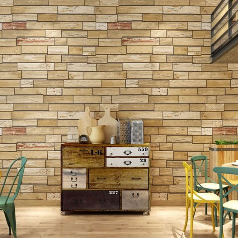 Taupe Horizontal Wood Wallpaper Non-Pasted Wall Decor for Dress