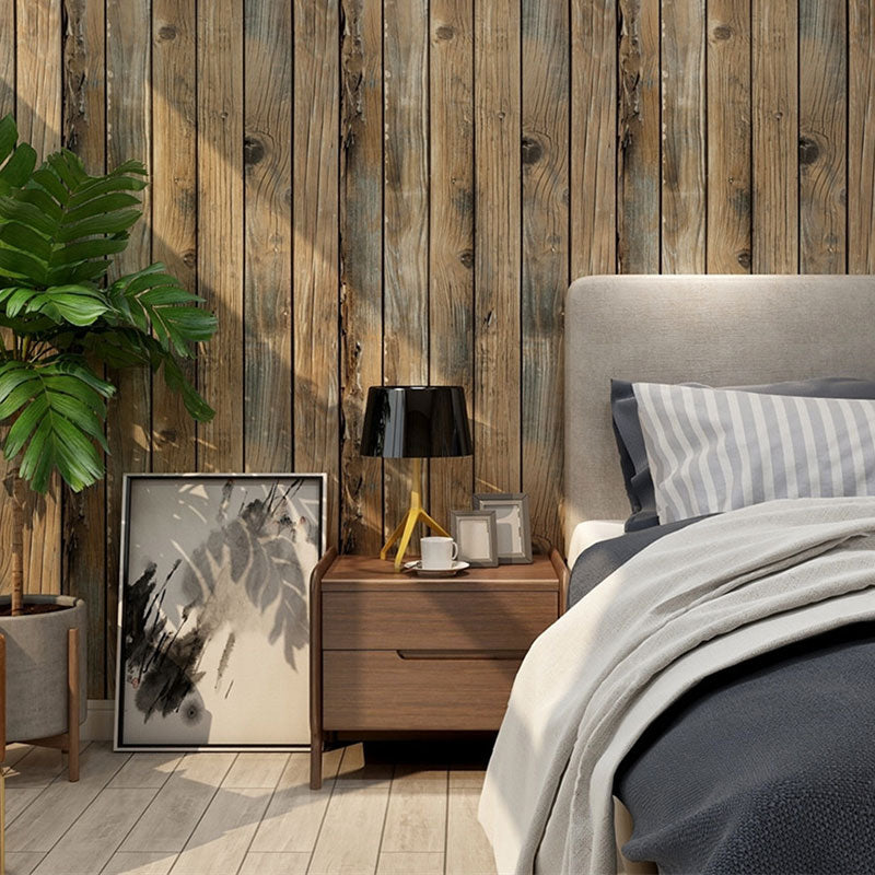 Retro Wooden Stripe Wallpaper Vinyl 29.1 sq ft. Self-Adhesive Wall Covering Clearhalo 'Country wall decor' 'Rustic' 'Wallpaper' Wall Decor' 887501