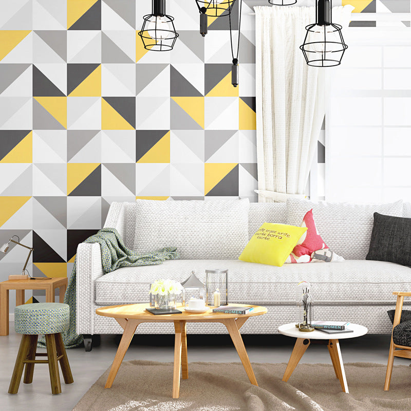 Contemporary Square and Triangle Wallpaper Water-Resistant Non-Pasted, 31 ft. x 20.5 in Yellow Clearhalo 'Wall Decor' 'Wallpaper' 887961