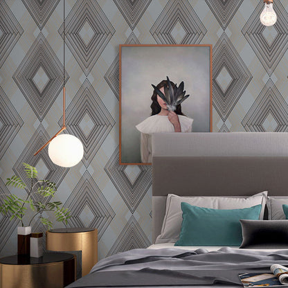 Decorative Geometries and Harlequin Wallpaper Retro Non-Woven Wall Decor, 31-foot x 20.5-inch Smoke Gray Clearhalo 'Modern wall decor' 'Modern' 'Wallpaper' Wall Decor' 888006