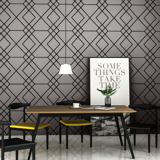 Non-Pasted Wallpaper with Pastel Color Grid and Geometries, 20.5"W x 33'L Grey Clearhalo 'Modern wall decor' 'Modern' 'Wallpaper' Wall Decor' 888049