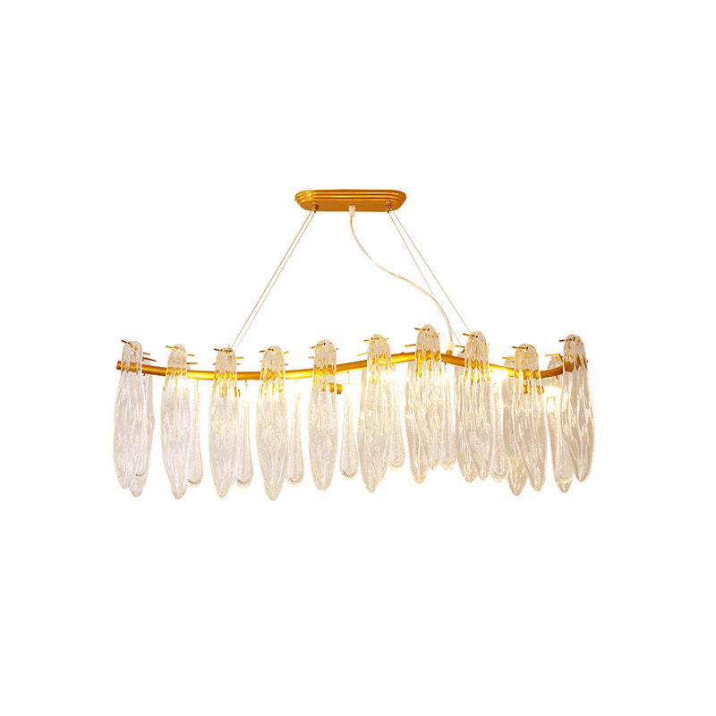 Simple Linear Island Lamp 8 Lights Clear K9 Crystal Pendant Lighting Fixture in Gold for Living Room Clearhalo 'Ceiling Lights' 'Island Lights' Lighting' 888865