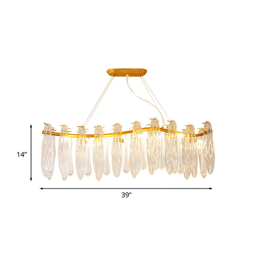 Simple Linear Island Lamp 8 Lights Clear K9 Crystal Pendant Lighting Fixture in Gold for Living Room Clearhalo 'Ceiling Lights' 'Island Lights' Lighting' 888866