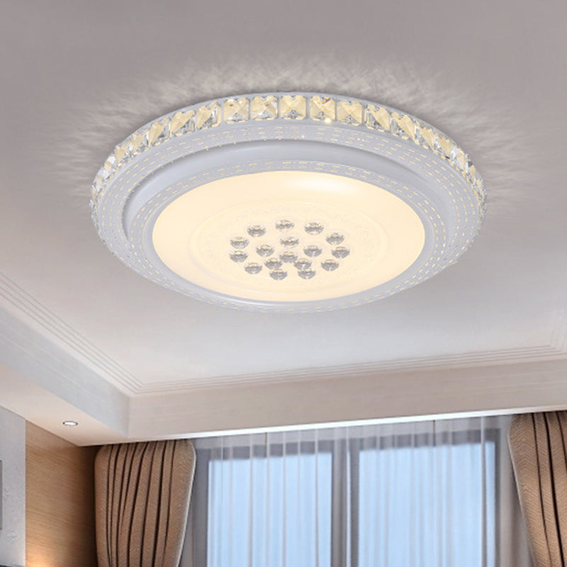 Modernism Ring Flush Mount Lamp LED Faceted Crystal Ceiling Light Fixture in White for Living Room White Clearhalo 'Ceiling Lights' 'Close To Ceiling Lights' 'Close to ceiling' 'Flush mount' Lighting' 888969