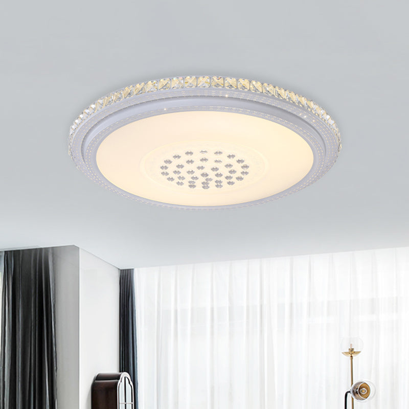 Modernism Ring Flush Mount Lamp LED Faceted Crystal Ceiling Light Fixture in White for Living Room Clearhalo 'Ceiling Lights' 'Close To Ceiling Lights' 'Close to ceiling' 'Flush mount' Lighting' 888970