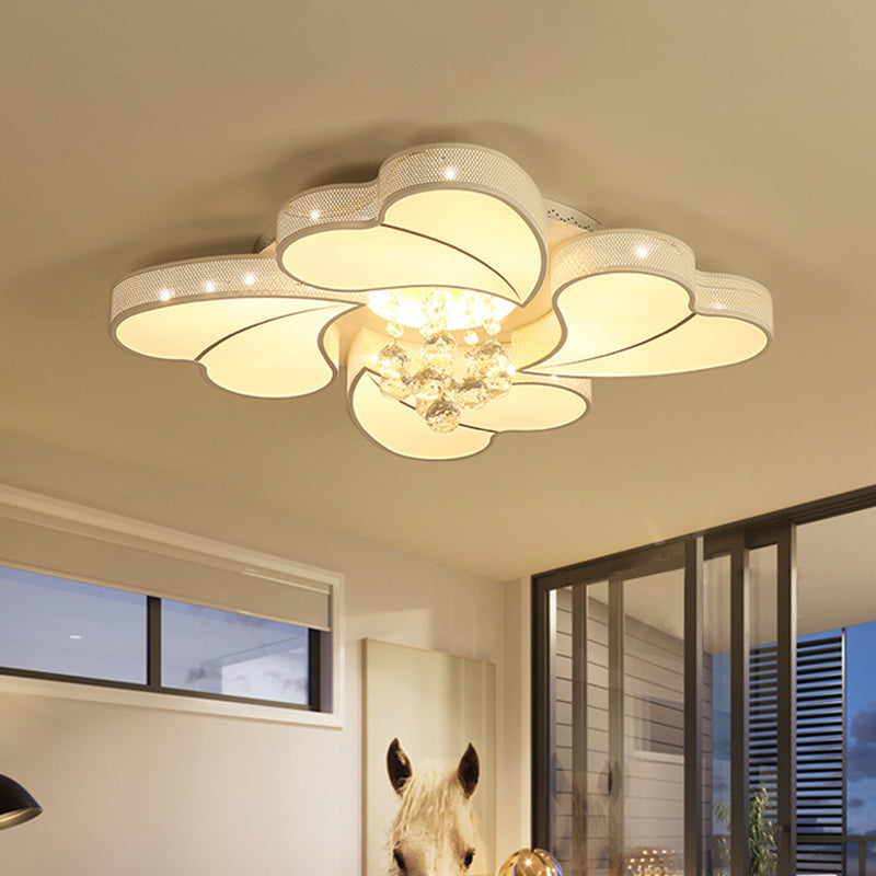 Acrylic Loving Heart Flush Light Simple Living Room LED Ceiling Flush in White with Crystal Orb White Clearhalo 'Ceiling Lights' 'Close To Ceiling Lights' 'Close to ceiling' 'Flush mount' Lighting' 888973