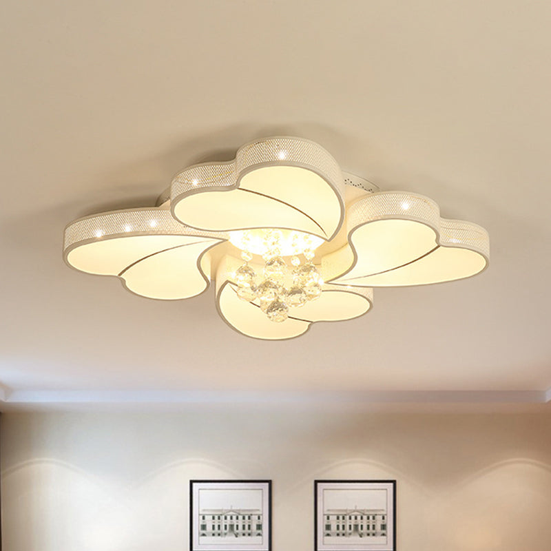 Acrylic Loving Heart Flush Light Simple Living Room LED Ceiling Flush in White with Crystal Orb Clearhalo 'Ceiling Lights' 'Close To Ceiling Lights' 'Close to ceiling' 'Flush mount' Lighting' 888974