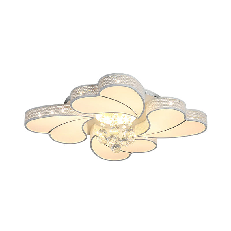 Acrylic Loving Heart Flush Light Simple Living Room LED Ceiling Flush in White with Crystal Orb Clearhalo 'Ceiling Lights' 'Close To Ceiling Lights' 'Close to ceiling' 'Flush mount' Lighting' 888975