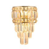 Minimalist Layered Wall Lamp 3-Light Clear K9 Crystal Wall Mounted Light Fixture in Gold Clearhalo 'Cast Iron' 'Glass' 'Industrial' 'Modern wall lights' 'Modern' 'Tiffany' 'Traditional wall lights' 'Wall Lamps & Sconces' 'Wall Lights' Lighting' 889020