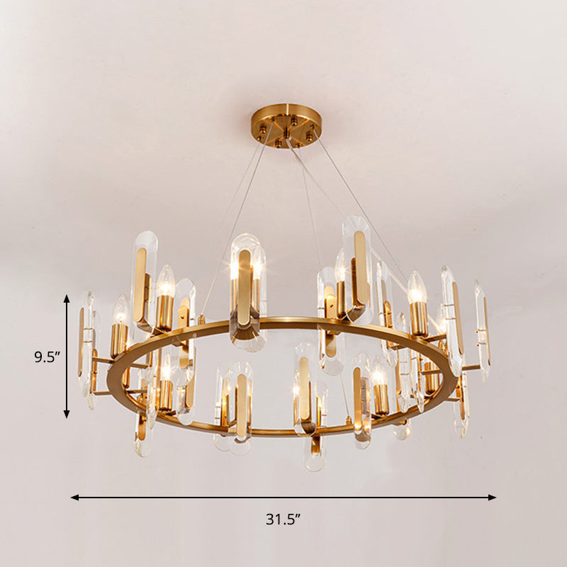 Classic Circle Ceiling Pendant Light 12 Bulbs Crystal Chandelier Lighting Fixture in Gold Clearhalo 'Ceiling Lights' 'Chandeliers' Lighting' options 889073