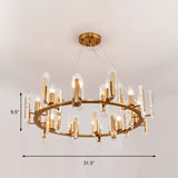 Classic Circle Ceiling Pendant Light 12 Bulbs Crystal Chandelier Lighting Fixture in Gold Clearhalo 'Ceiling Lights' 'Chandeliers' Lighting' options 889073