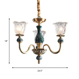 Clear Glass Bloom Hanging Light Antique 3/8 Heads Dining Room Chandelier Lighting in Gold Clearhalo 'Ceiling Lights' 'Chandeliers' Lighting' options 889106