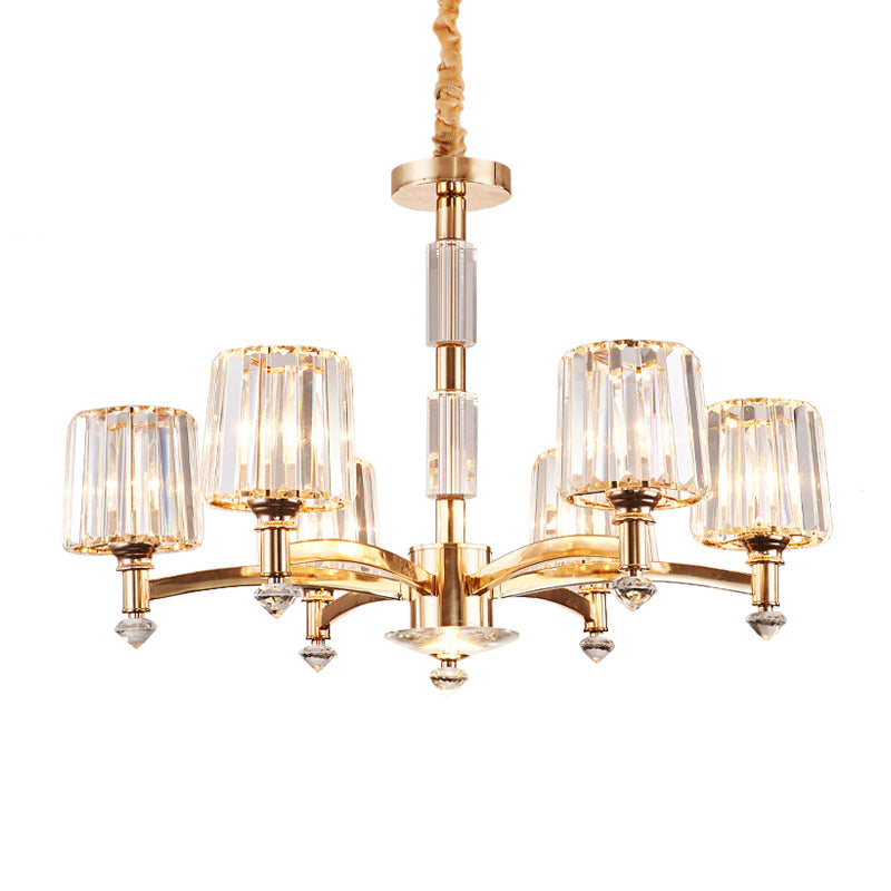 Antique Sputnik Pendant Lighting 6 Bulbs Clear Crystal Block Ceiling Chandelier in Gold for Bedroom Clearhalo 'Ceiling Lights' 'Chandeliers' Lighting' options 889134