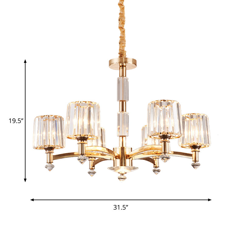 Antique Sputnik Pendant Lighting 6 Bulbs Clear Crystal Block Ceiling Chandelier in Gold for Bedroom Clearhalo 'Ceiling Lights' 'Chandeliers' Lighting' options 889135