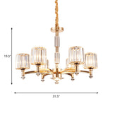 Antique Sputnik Pendant Lighting 6 Bulbs Clear Crystal Block Ceiling Chandelier in Gold for Bedroom Clearhalo 'Ceiling Lights' 'Chandeliers' Lighting' options 889135