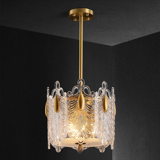 4 Lights Pendant Chandelier Traditional Round K9 Crystal Hanging Ceiling Light in Gold for Living Room Clearhalo 'Ceiling Lights' 'Chandeliers' Lighting' options 889161