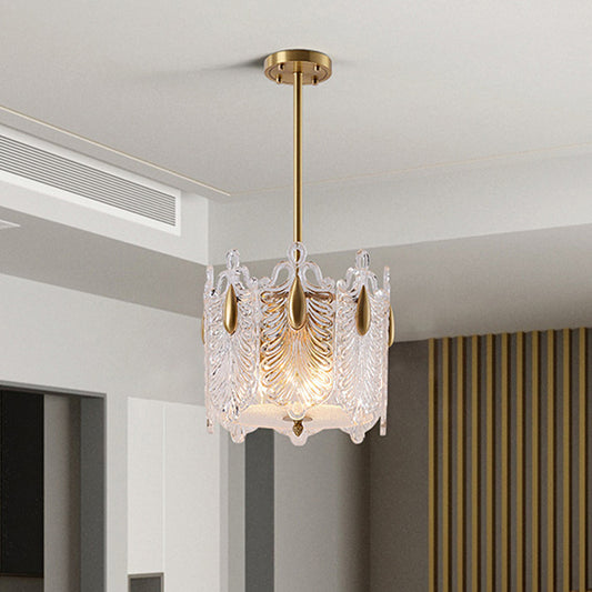 4 Lights Pendant Chandelier Traditional Round K9 Crystal Hanging Ceiling Light in Gold for Living Room Clearhalo 'Ceiling Lights' 'Chandeliers' Lighting' options 889162