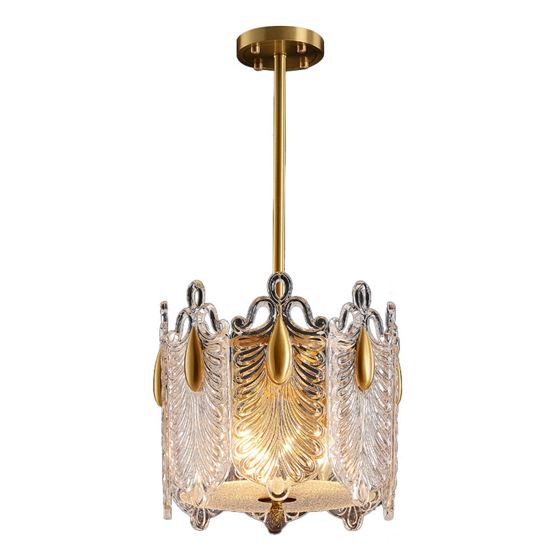 4 Lights Pendant Chandelier Traditional Round K9 Crystal Hanging Ceiling Light in Gold for Living Room Clearhalo 'Ceiling Lights' 'Chandeliers' Lighting' options 889163