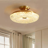 Postmodern Doughnut Ceiling Light 7-Head Clear Ribbed Crystal Semi Flush Mount in Gold Clearhalo 'Ceiling Lights' 'Close To Ceiling Lights' 'Close to ceiling' 'Semi-flushmount' Lighting' 889174