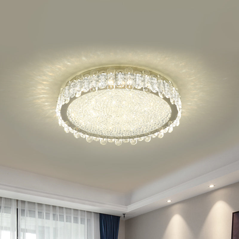 Nickel LED Ceiling Light Fixture Modern Clear Crystal Round Flush Mount Recessed Lighting Clearhalo 'Ceiling Lights' 'Close To Ceiling Lights' 'Close to ceiling' 'Flush mount' Lighting' 889178